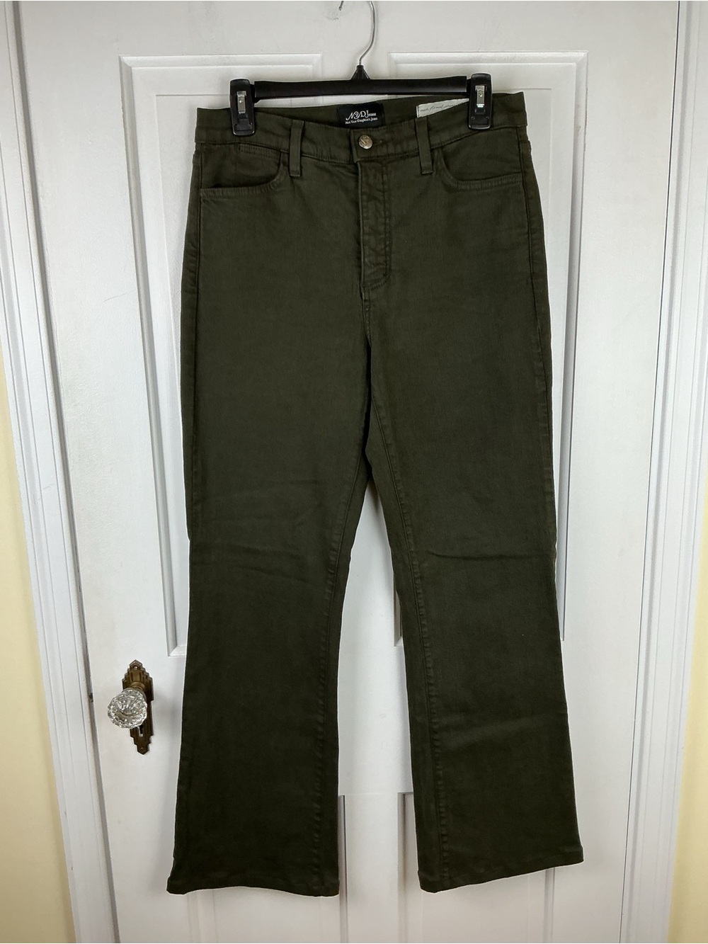 NYDJ High Rise Flare Jeans Olive Green